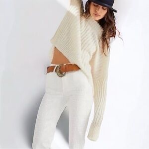 Free People/We the Free white faux leather crocodile print pants size 27